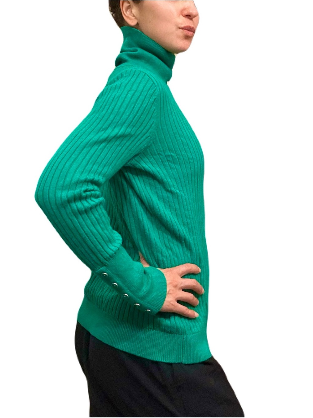 Talbots Emerald Ribbed Turtleneck Sweater - Picture 2 of 8
